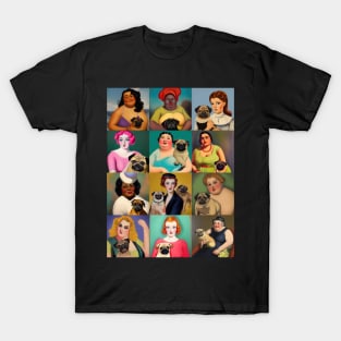 Retro Style Women & Pugs T-Shirt